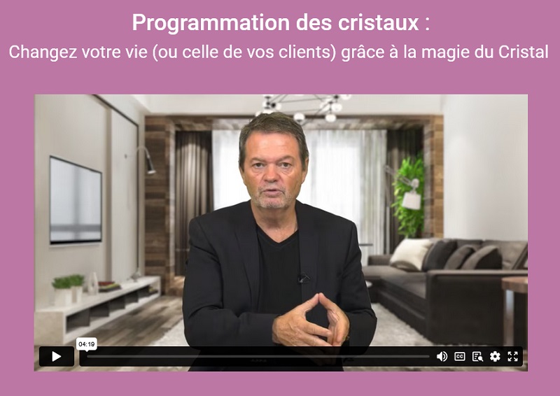 invitation à regarder une vidéo sur la lithothérapie et la programmation des cristaux